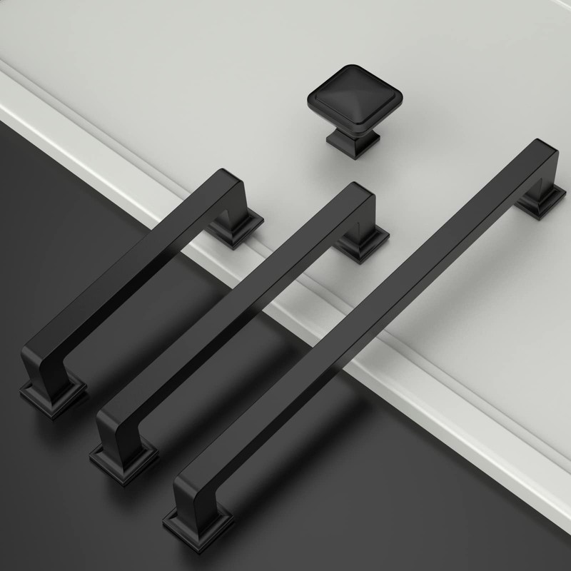 Amerdeco 10 Pack Matte Black Cabinet Pulls 5 Inch(128MM) Hole