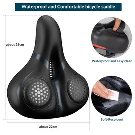 ROCKBROS Gel Bike Saddle, Comfortable Ergonomic Saddle for MTB Bicycle, Breathable Refective Shockproof Saddle for Men Women