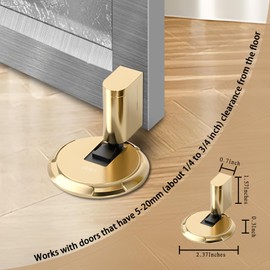 UBVIF No Magnetic Door Stopper, Adjustable, Mechanical Doorstop, Windproof Door Stop for Indoor, No Nails/Screws Needed,Heavy Duty Door Holder,Keep Door Open (1, Bright Gold)