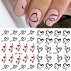 12pcs Valentine's Day Nail Water Transfer Stickers Black Heart Flower
