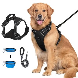 lemonsea Arnés Táctico Ajustable Antitirones para Perros con Correa 1.5m