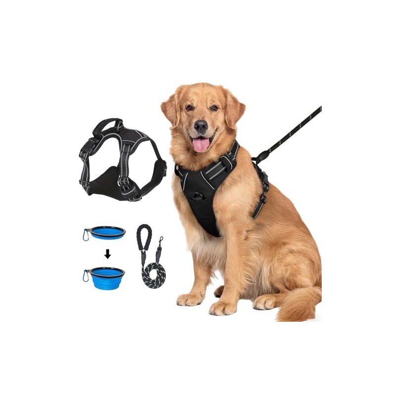 lemonsea Arnés Táctico Ajustable Antitirones para Perros con Correa 1.5m