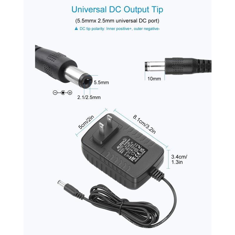 ALITOVE Security Camera Power Supply Adpter 12V 2A with 4