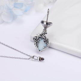 Urn Necklace for Ashes Sterling Silver Oxidized Rose Flower Cremation Keepsake Pendant Memorial Cremation Jewelry Gifts for Women Men