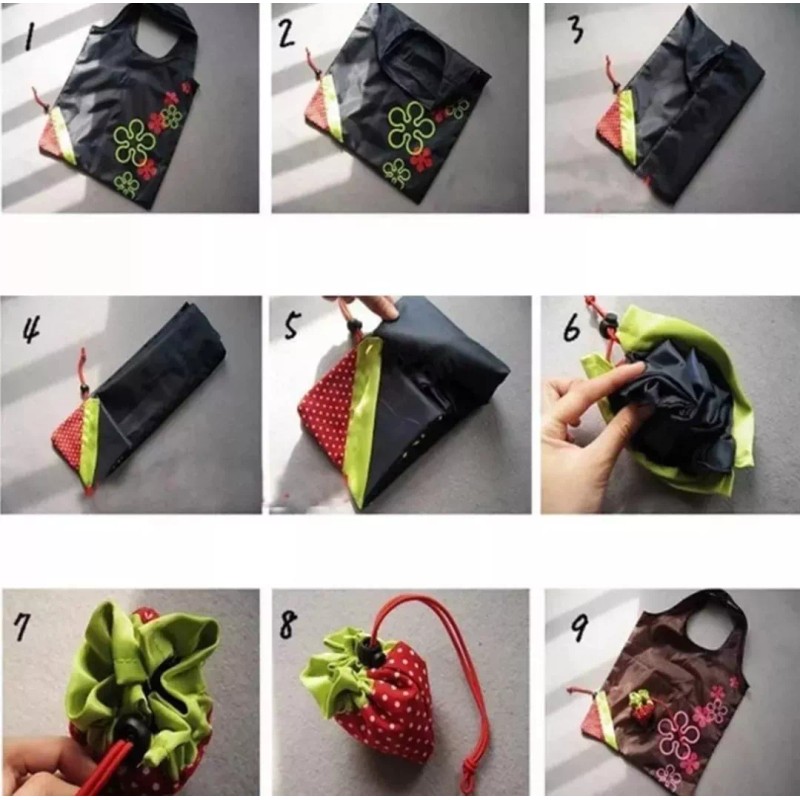 CL Bolsa Magica Fresa Ecologica Mandado Plegable Reutilizable
