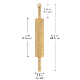 Professional Hardwood Rolling Pin, 18 Inch Length, Comfort Grip Handles for Baking, Pizza, Pie Crust, Pastry