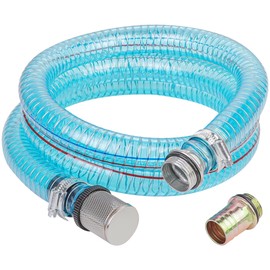 HOOTSUM 1 Inch Suction Hose for Fuel Diesel Transfer Pump, 6.5 Feet Oil Kerosene Transfer Tube with 3/4 & 1 Inch Threaded Couplings