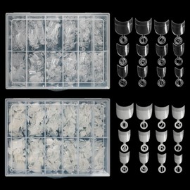 Ansodo 1200pcs/2boxes Nail Tip Set Home Beginner French Style Fake DIY Extension Salon,Durable & Flexible, Suitable for Easily Broken Brackets, Short Nails & Nails with Rounded Edges.