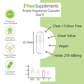 Your Supplements Empty Vegetarian Capsules - Size 0 (1000 Pack)