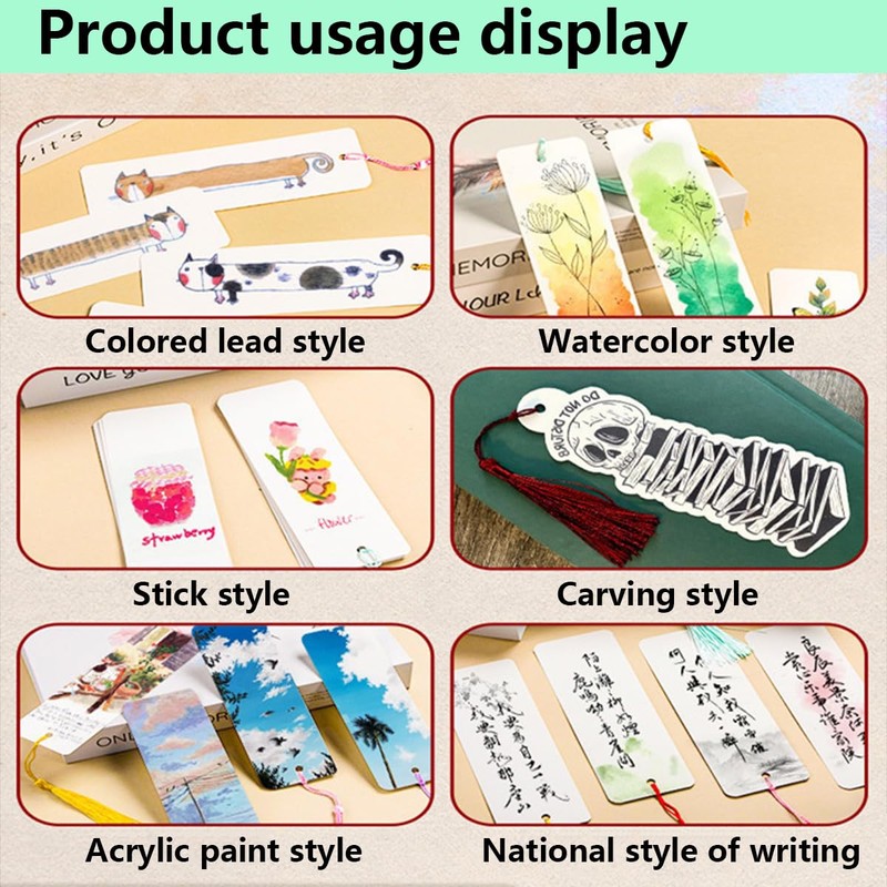80 pcs Kraft Paper Blank Cardstock Bookmark Making Kit with
