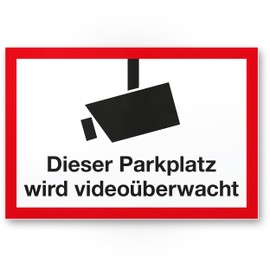 Komma Security Parking Video Surveillance Sign 30 x 20 cm - Achtung Vorsicht Videoüberwachung - Warning Sign Video Surveillance - Warning Sign
