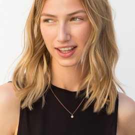 day.berlin Women's Necklace Fade 18 Carat Gold-Plated with Small Zirconia Crystal Pendant (6 mm), Fine Sturdy Curb Chain 45 + 5 cm Variable Length, 316L Stainless Steel, Nickel-Free and Waterproof,