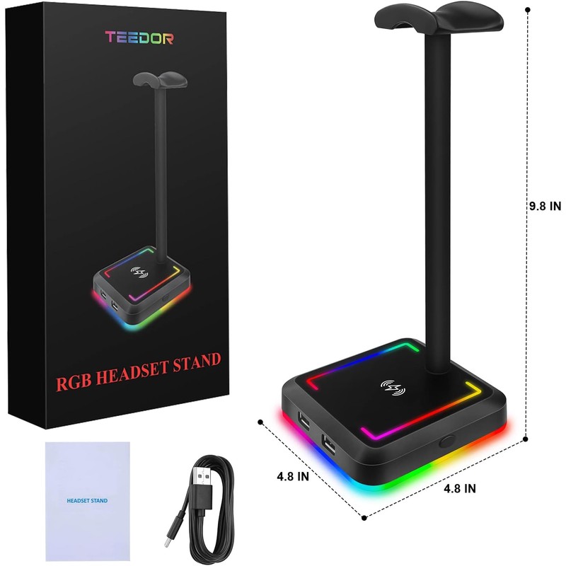 Headphone Stand with Wireless Charger Gaming Headset Holder 2 IN