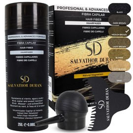 Salvathor Duran Hair Fibres 25g - Pack x3 (Hair Fiber + Applicator + Comb) - Hair Thickening Products - Hair Fibres for Thinning Hair - Hair Thickener Full Kit for Men and Women (Medium Brown)