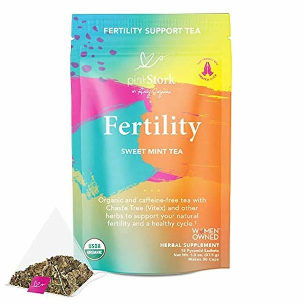 Pink Stork Fertility Tea: Sweet Mint, Red Raspberry Leaf Tea, 100% Organic, Fert