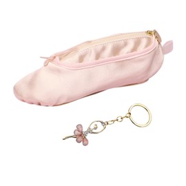 1 Ballet Shoe Pencil Case, 1 Pendant Keyring, Pink Pencil Case for Girls, Creative and Interesting Pencil Case, Stationery Bag for Students