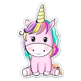 Cute Unicorn - 8" Vinyl Sticker - for Car Laptop I-Pad - Waterproof Decal