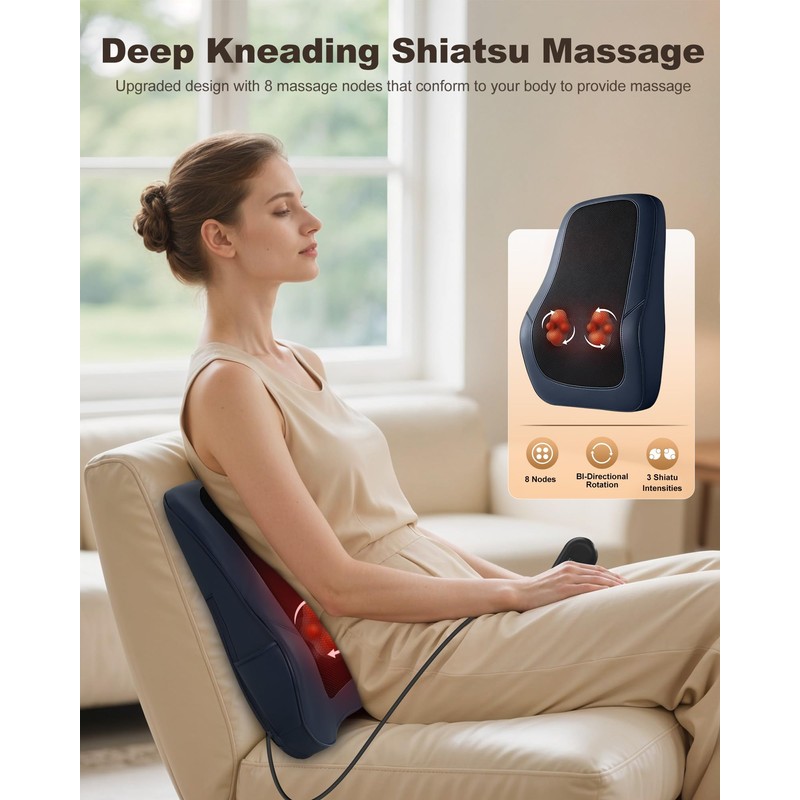 Shiatsu Back & Neck Massager with Heat, Massage Pillow for