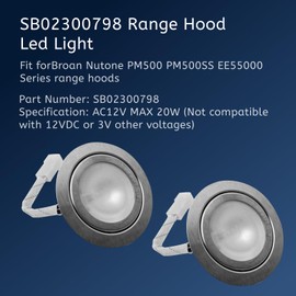 Memiuyelay 2Pcs Range Hood Led Light Housing Fits For Broan Nutone Hood PM500 PM500SS EE55000 Series Lamp Assembly with Lighting Bulb 12V MAX 20W Replace SB02300798 Parts