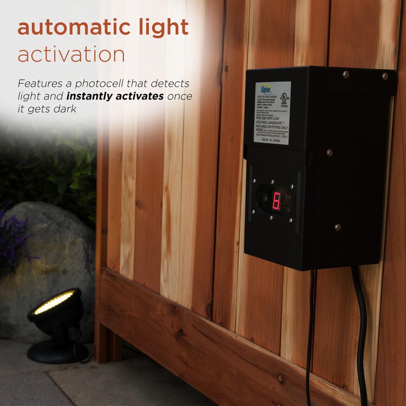 Alpine Corporation Outdoor 300 Watt Transformer with Photo Cell and