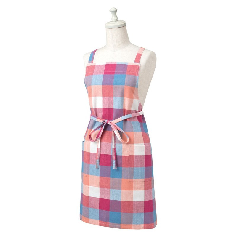 Lep 418901 Habituel Apron, Pink, Gingham Check, Length 28.7 inches