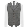 King & Priory Luxury Pewter Grey Herringbone Check Waistcoat with