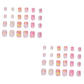 Healvian 2 Sets Children Fake Nail French Nail Tips Kids Fake Nail Fruit Decor Colorful Kids Nail Stickers Kids Full Cover Nail Kit Baby Nail Sticker Girl Stickers Applique Cartoon