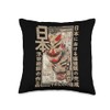 Noh Masks Traditional Japanese Woodblock Ukiyo-e Anime Throw Pillow