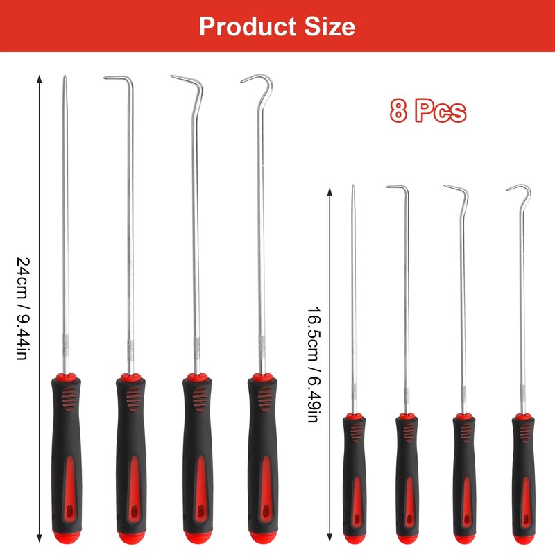 VOSSOT 8-Piece Mini Pick and Hook Set, Universal Needle Hook