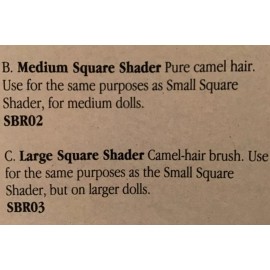 Seeley’s Large & Medium Square Shader Doll Artist Paint Brushes