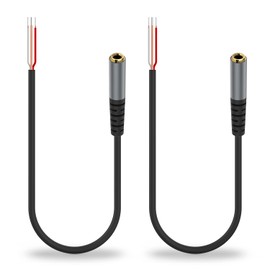 (2 Pack) 1ftReplacement 3.5mm Female Jack to Bare Wire Open End TRS 3 Pole Stereo 1/8" 3.5mm Jack Plug Connector Audio Cable for Headphone Headset Earphone Cable Repair