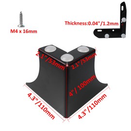 bociloy 4PCS 4Inch Black Metal Furniture Legs, Modern Sofa Legs Dresser Legs Cabinet Legs, Heavy Duty Furniture Replacement Feets for Cabinet Bed Cupboard Sofa Couch