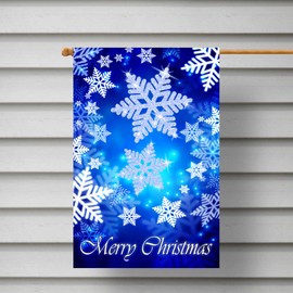 Texupday Merry Christmas Flying Snowflakes Decoration Double Sided Winter House Flag Outdoor Yard Flag 28" x 40"