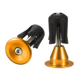 sourcing map 1 Pair Bike Handlebar End Plugs Aluminum Alloy Bar End Caps Expanding Locking Handlebar End Plugs for Most Bike MTB Road BMX Fixed Gear Bike, Gold