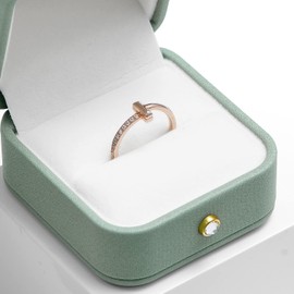 Oirlv PU Leather Matcha Green Ring Box Engagement Ring Box Jewellery Gift Box for Wedding, Proposal, Valentine's Day