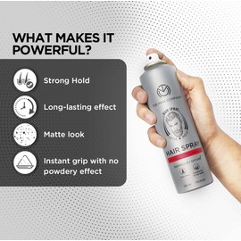 The Man Company Hair Styling Spray for Men - 250ml Strong Hold, Long Lasting, Matte Look & Instant Grip Natural Shine, Non-Stick, Ultra Hard (Grey)