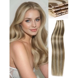 WIGNEE Double Invisible PU OVO Human Hair Extensions 100% Remy Hair Weft Black Hair Extensions Human Hair 2 PCS 16 Inch No Glue Genius Weft Micro Bead Real Human Hair Extensions (9A/60)