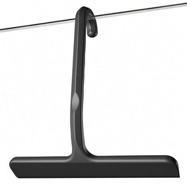 Silicone Shower Squeegee for Glass Doors with Built-in Hook, 8.3 inch Black