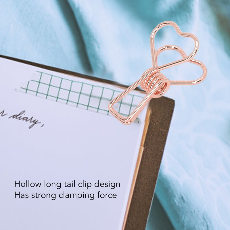 100 Pcs Binder Clips Hollow Heart Shape Strong Clamping Force