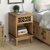 LONYKE Rustic Nightstand Solid Wood End Table, Retro Farmhouse Side