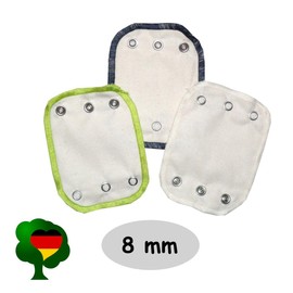 Kabea Organic Cotton Body Extensions Pack of 3 (3 x Same Press Stud Size) (8 mm - Medium Button Size, Navy/Lime/Natural)