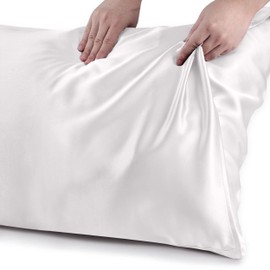 Hafaa White Satin Pillowcase 2 pack – Standard Size (50x75cm) Envelope Closure Satin Silk Pillowcases for Hair and Skin – Luxury Soft Hotel Quality Anti Wrinkled Silk Pillow Case