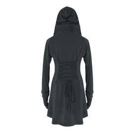 YAOHUOLE Women Lace Up Vintage Gothic Dress Medieval Renaissance Party Dress with Hoodie Gray XL