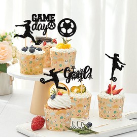 Keaziu 36 Pack Soccer Cupcake Topper Sport Theme Cupcake Picks Game Day Soccer Ball Toothpicks Football for Men Boys Birthday Decorations Supplies Women