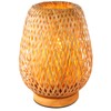 Schindora Handmade Boho Bamboo Small Table Lamp Willow Woven Desk