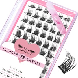 Cluster Eyelashes, Pack of 72 Individual Eyelashes, Eyelash Clusters, DIY Eyelash Extensions, Super-Thin Band, Reusable, Soft & Comfortable (Pined-D-8-16 Mix)