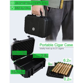 Tnqhuq Travel Humidor for Cigars Cigar Holder Case Portable Humidors for Cigars Travel Cigar Carrying Case for Men & Women (Holds Up To 21 Cigars)