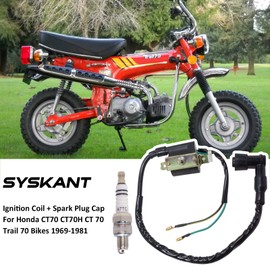 SYSKANT Ignition Coil with Spark Plug Cap for Honda CT70 CT70H CT 70 Trail 70 Bikes 1969-1981