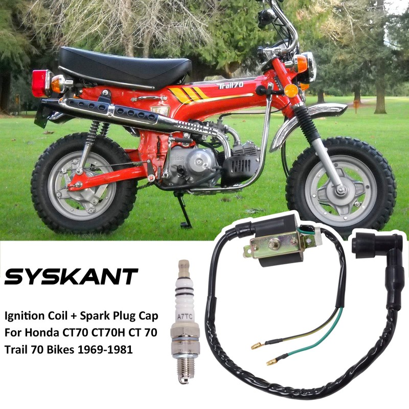 SYSKANT Ignition Coil with Spark Plug Cap for Honda CT70