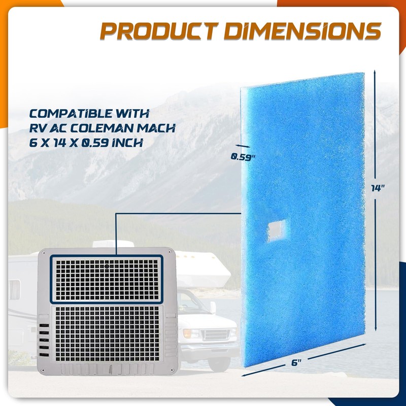 AGradify 6 Pack RV AC Filter 6" X 14" Compatible
